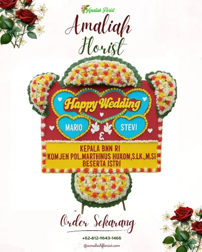 Karangan Papan Bunga Pernikahan di Guraping